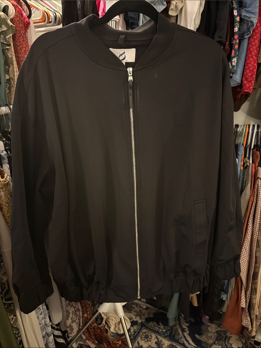 Lou & Grey Black Bomber Jacket with Silver Zip
